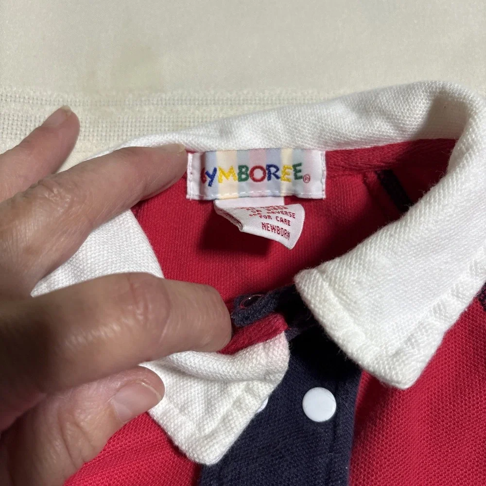 VINTAGE Gymboree Red Baby Dress Long Sleeve Sailor Nautical Cotton Newborn‎